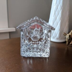 Princess House 24% Lead Crystal Birdhouse Trinket Box With Lid